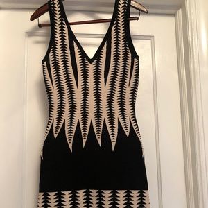 Black and beige body con dress